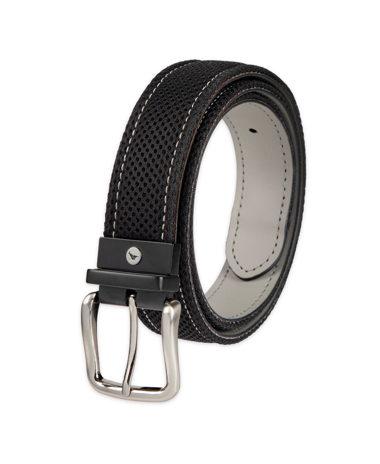 Мужской ремень Tommy Bahama Two-In-One Reversible Leather Perforated Belt, цвет: Чёрный / Серый — фото 3