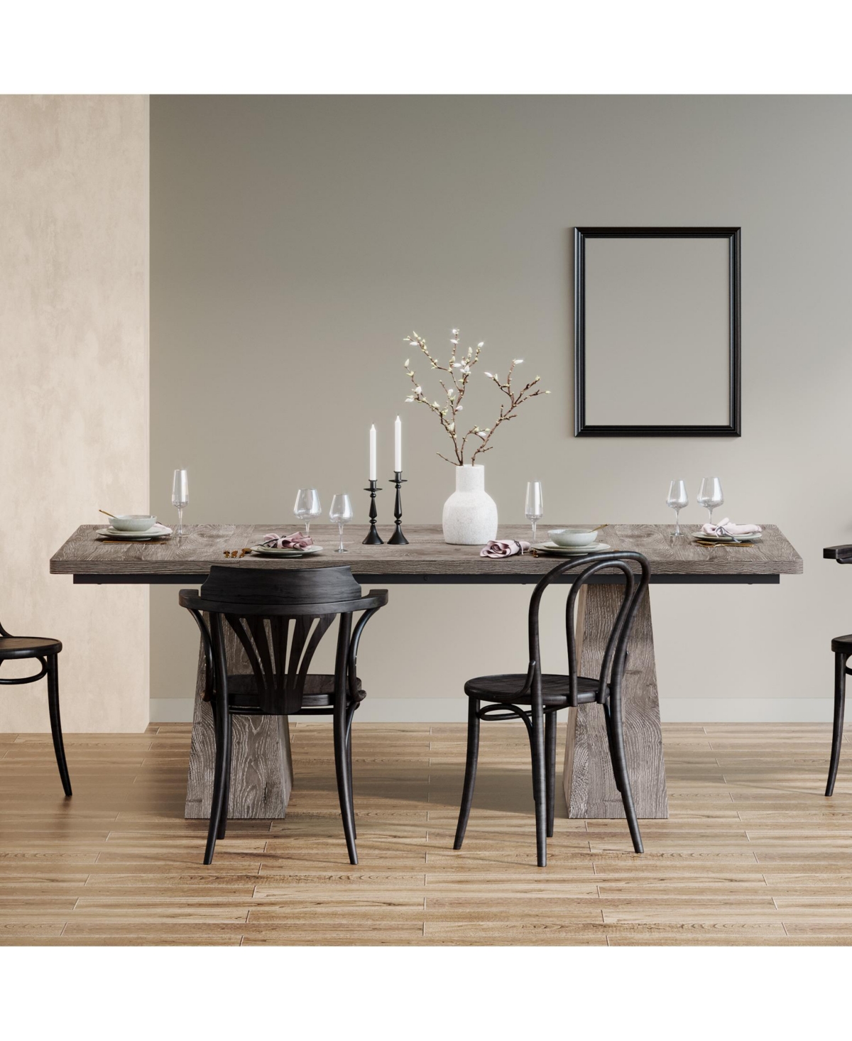 Tribesigns 63-Inch Dining Table with Double Pedestal Base, Modern Kitchen Tabl, Espresso Brown