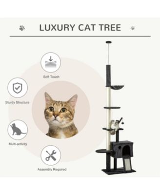 106" Huge Cat Tree with Scratching Post in Dark Grey