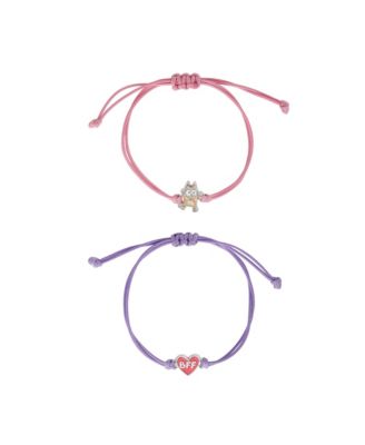 Adjustable Friendship Bracelet Set, Heart Charm, 4-Pack