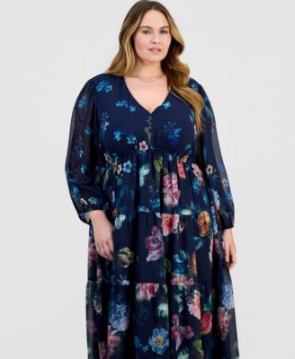 Plus Size Tiered Chiffon Dress