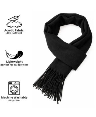 Men's Scarf Soft Knit Winter Scarves Plaid Striped or Solid Neck Covering Long Warm Stylish
