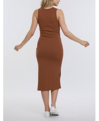 Maternity Motherhood Crew Neck Sleeveless Racerback Midi Dress - Motherhood