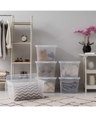 USA Storage Bins with Lids, Clear Stackable Containers, 4Pk