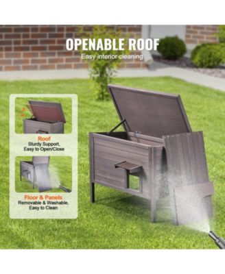 Insulated Wooden Outdoor Cat Shelter with Foam Lining, 34