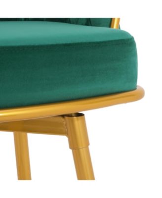 Streamdale Green Swivel Counter Height Bar Stools (Set of 2) with Hand-Woven Backrest & Gold Legs