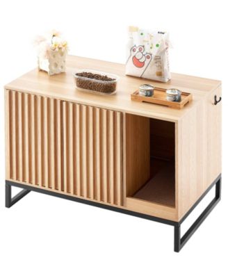 Wooden Cat Litter Box Enclosure with Metal Legs