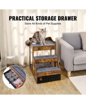 Pet Bunk Bed & Window Perch with Removable Stairs, Rustic Brown