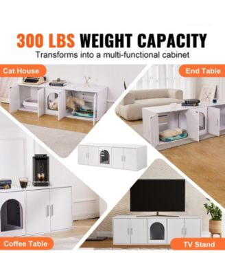 Extra-Long Wooden Litter Box Enclosure, 57.9", White