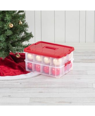 24 Compartment Stack and Carry Christmas Ornament Storage Box (4 Pack)