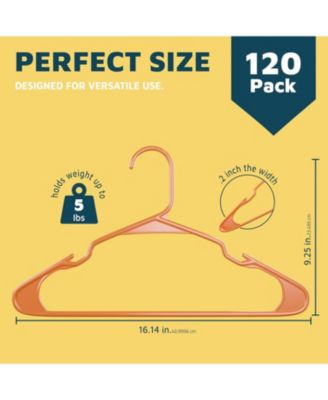 heavy-duty plastic hangers for clothes, dresses & coats non-slip grooves, space-saving design, holds 5 lbs 120-pack, orange.