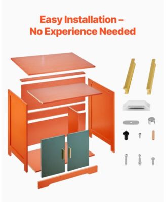 Modern Wooden Litter Box Enclosure with Storage Shelf