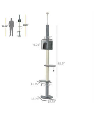 85.5" Cat Tree with Scratching Post, Hanging Balls