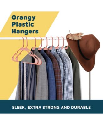 heavy-duty plastic hangers for clothes, dresses & coats non-slip grooves, space-saving design, holds 5 lbs 10-pack, dark brown.