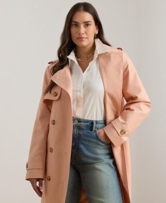 Plus Size Double-Breasted Belted Trench Coat