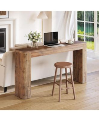 Solid Wood Console Table, 63-Inch Farmhouse Entryway Sofa Table Behind Couch for Living Room Hallway, Foyer