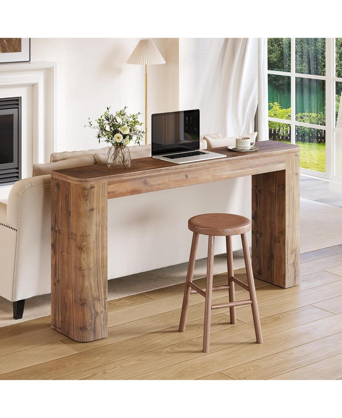 Tribesigns Solid Wood Console Table, 63-Inch Farmhouse Entryway Sofa Table Behind Couch for Living Room Hallway, Foyer