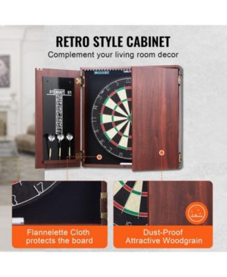 Dartboard and Cabinet Set with LED Light Official Size Game Bundle