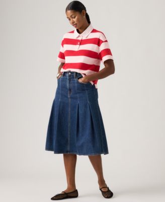 Women's Pleated Denim Midi Skirt