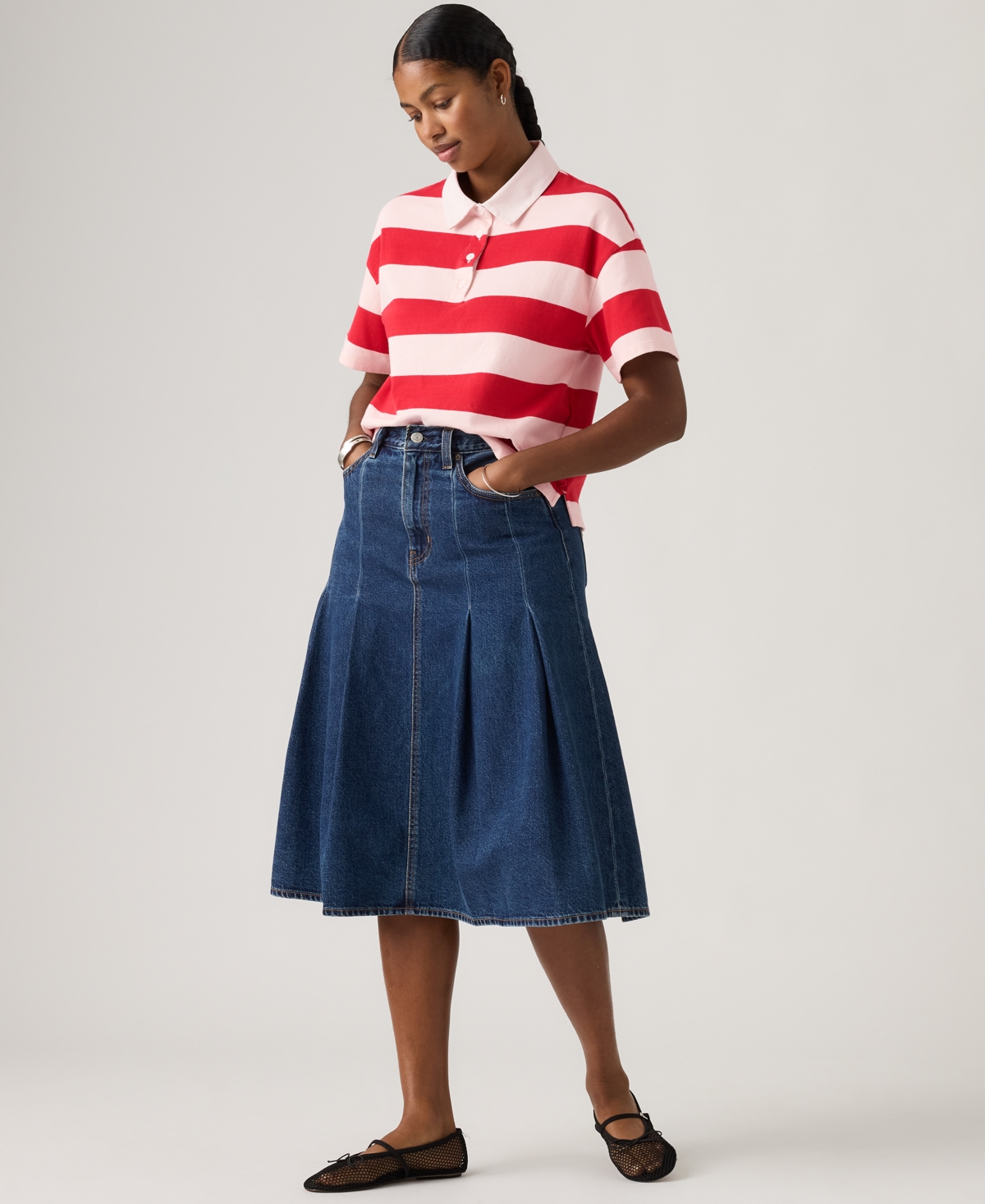 Levi's Women's Pleated Denim Mini Skirt
