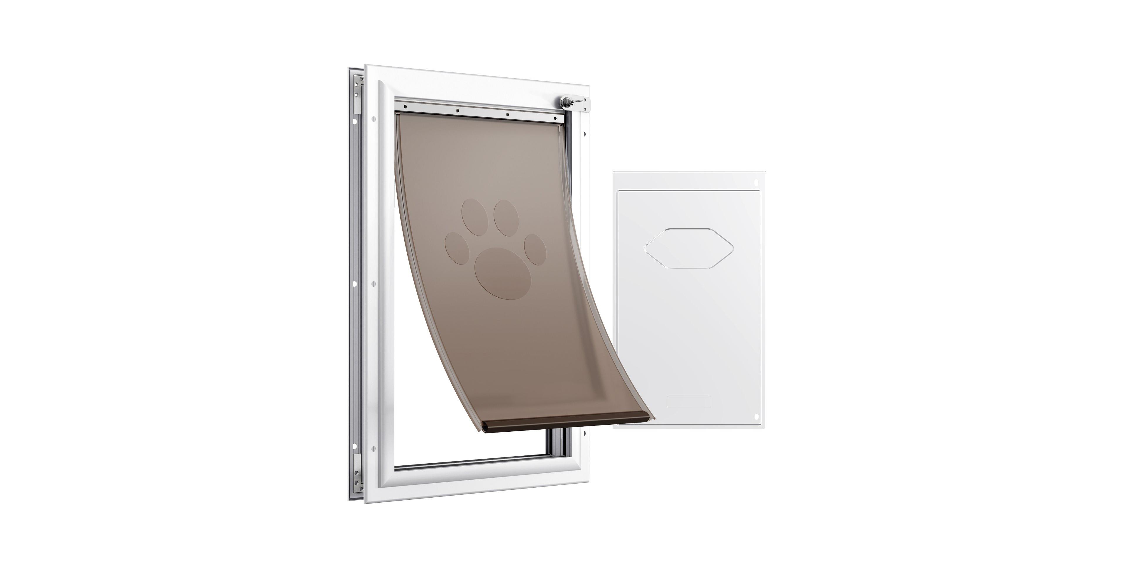 Cozito Aluminum Frame Door-Mount Pet Door with Lock, Large, White