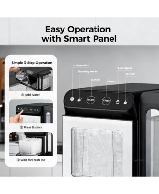 26.5lbs/24H Countertop Nugget ice Maker in Black Stainless Steel with Visual Door and 3.3lbs Ice Basket