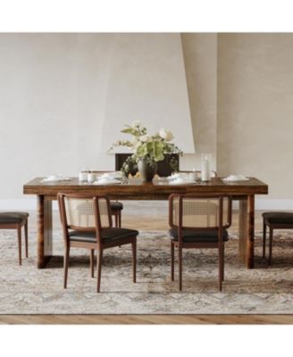 70.8-Inch Large Dining Table for 6-8, Farmhouse Rectangle Long Dinner Table, Rustic Brown