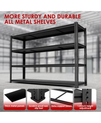 4-Tier 60 in W x 78 in H x 24 in D Adjustable Solid Plate Heavy Duty Metal Shelving Unit
