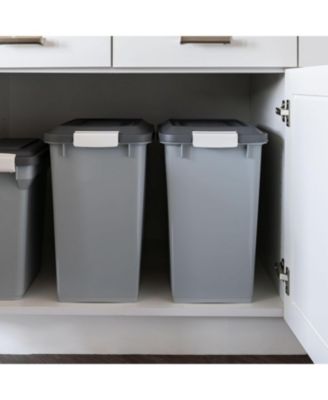 USA 30 lbs Dog Food Storage Container with Wheels, Airtight Lid, 2-Cup Scoop, 2 Pack, Gray/Dark Gray