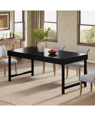 Farmhouse Dining Table for 4-6 People, 55 Inches Industrial Rectangular Kitchen Dinner Table