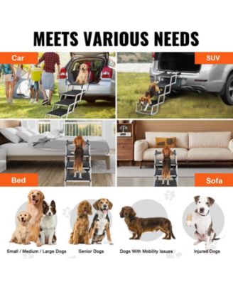 4-Step Aluminum Folding Pet Stairs for Cars, Holds up to 250 lbs