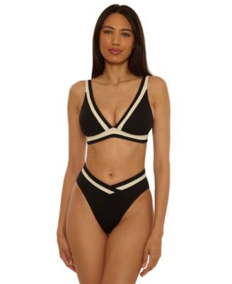 Women's Coast Line Fine Rib Color-Block Swim Top