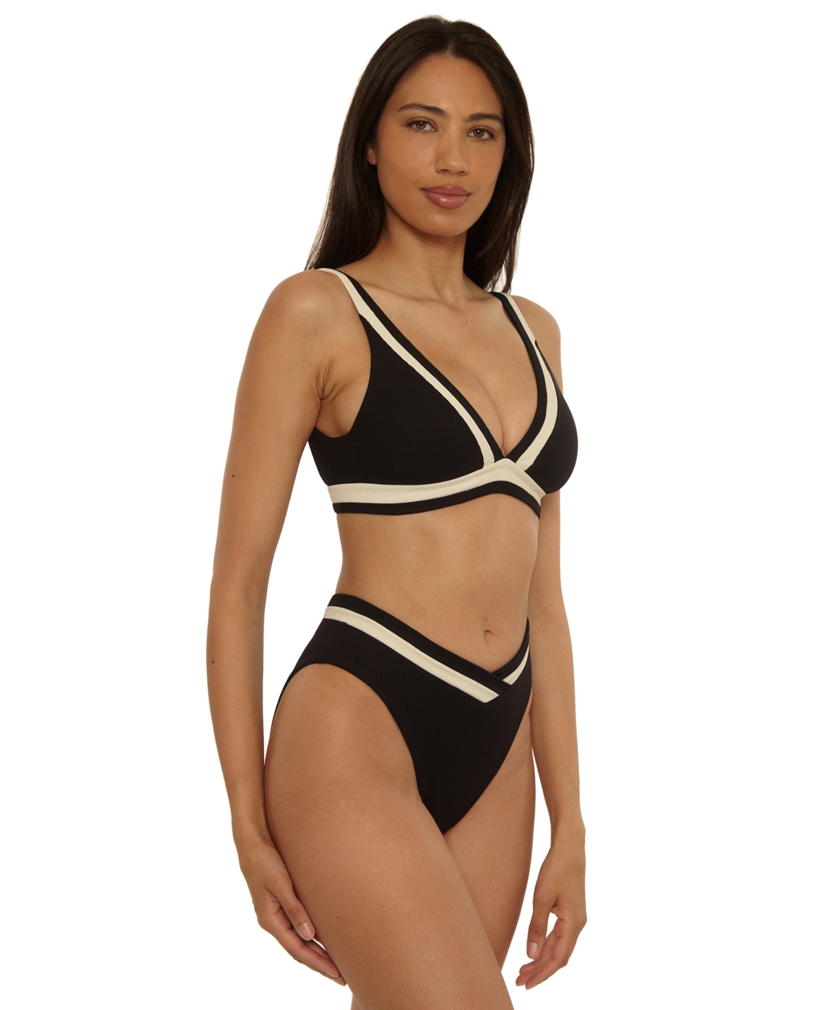 Becca Women's Color-Block High-Waist Swim Bottoms