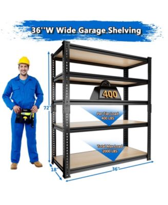 36 in W x 72 in H x 18 in D Adjustable MDF Heavy Duty Metal Shelving Unit