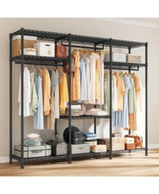 Heavy Duty Clothes Rack Load 800 LBS, Adjustable Clothing Racks for Hanging Clothes, Clothing Rack with Shelves for Bedroom,Basement