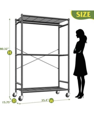 80.32" H Clothes Rack,Rolling Clothing Racks for Hanging Clothes Heavy Duty Portable Garment Rack with Wheels