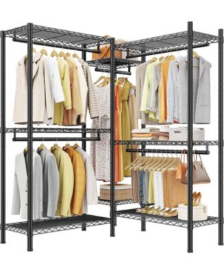 Raybee L Shaped Clothes Rack for Corner, Clothing Racks for Hanging ...