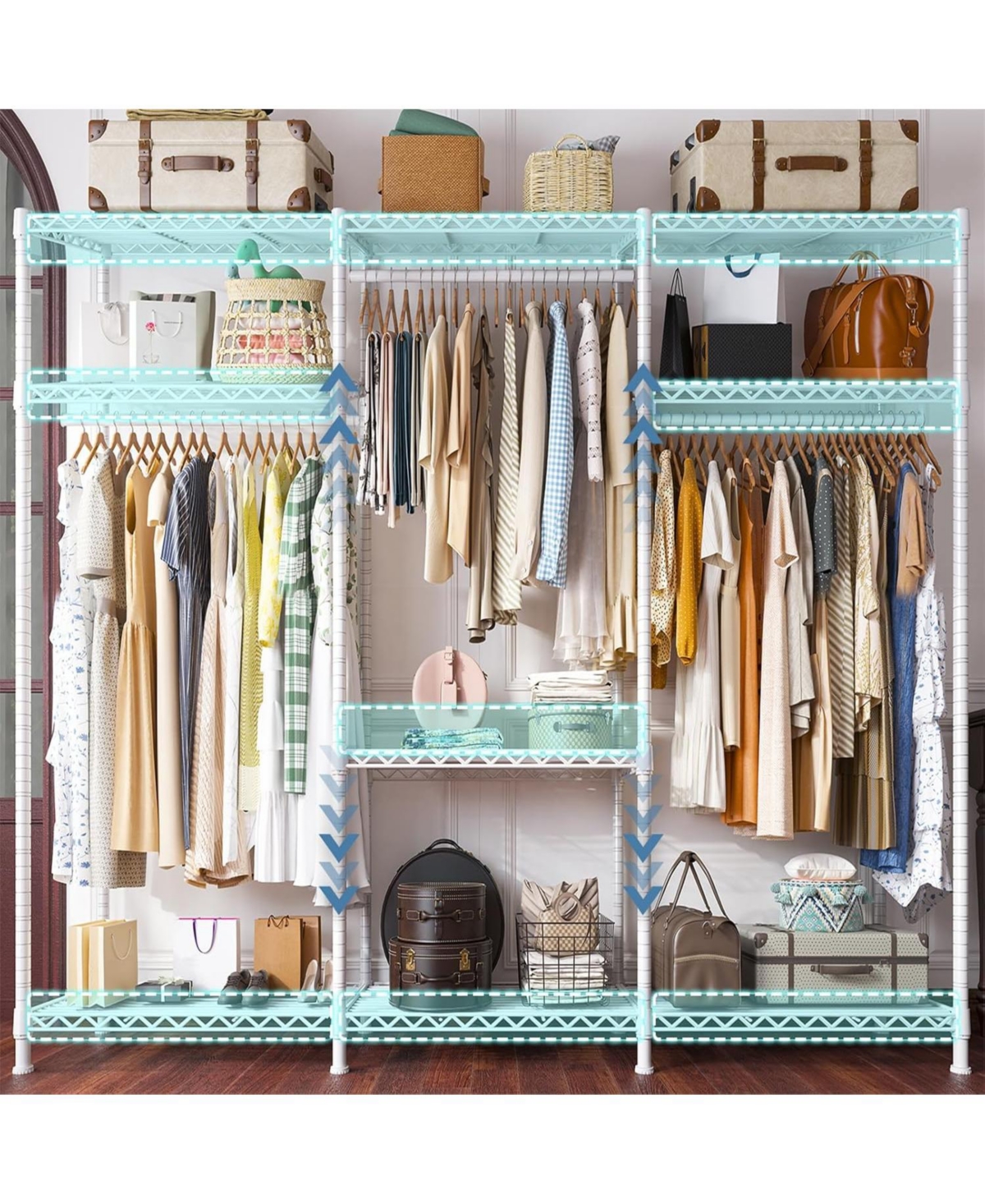 Raybee Heavy Duty Adjustable Clothes Rack 795 lbs Load Garment Rack