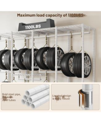 76.9" H Clothes Rack Heavy Duty Loads 1100 LBS Metal Clothing Racks for Hanging Clothes Adjustable Garment Rack White