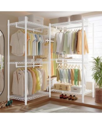 Heavy-Duty Clothes Rack with Cover, Portable Closet with Shelves, Adjustable Hanging Storage, Holds up to 905 lbs