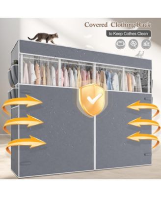 Clothes Rack with Cover,1100 LBS,Clothing Racks for Hanging Clothes Heavy Duty,Portable Closet with Shelves,Adjustable