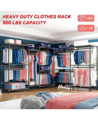 Clothes Rack with Shelves, Portable Metal Closet Organizer for Hanging Clothes, Adjustable, Max Load 900 lbs for Bedroom or Apartment