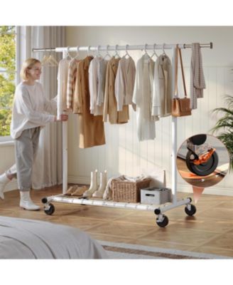 Clothing Rack for Hanging Clothes, Rolling Clothes Rack Load 250LBS, Metal Clothes Racks, Clothing Rack with Wheels Portable