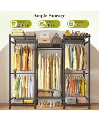 Portable Closet,Clothes Rack with 5 Hang Rods & 6 Shelves,Clothing Racks for Hanging Clothes,Metal Garment Rack for Bedroom,Large Capacity