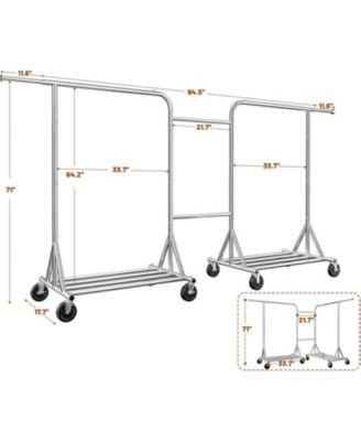 Heavy-Duty Clothes Rack, 117" W Rolling Rack with Wheels, 600 LBS Load Capacity, Holds 240+ Clothes, Portable, Adjustable, Garment Rack