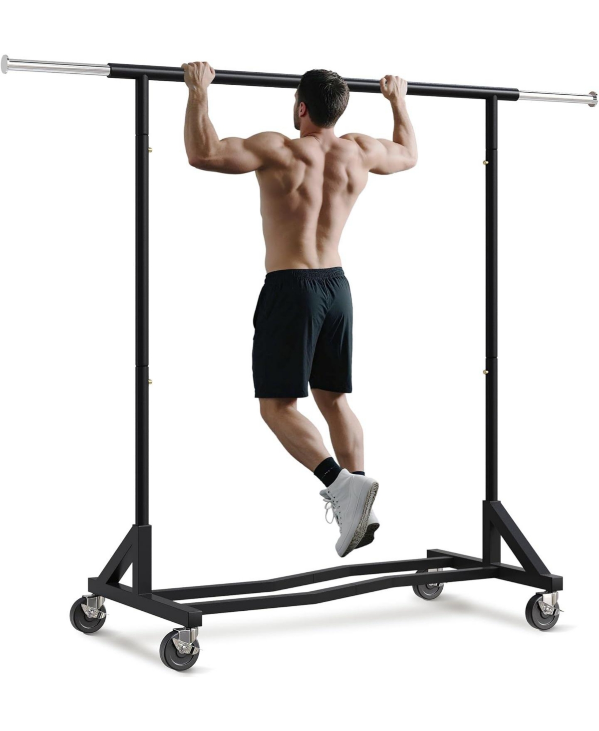 Raybee Clothes Rack, 400LBS Clothing Rack for Hanging Clothes 200+, Extendable Rolling Clothes Rack with Sturdy Wheels & Shelves