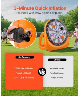 Inflatable Soccer Dart Board Giant 6-Foot Target with Balls and Pump