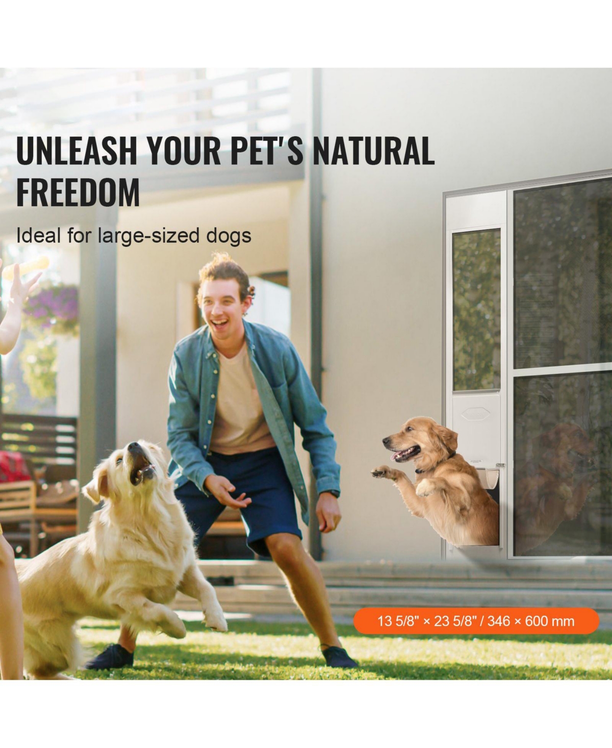 Cozito Aluminum Sliding Glass Pet Door Insert, Adjustable Height, Large