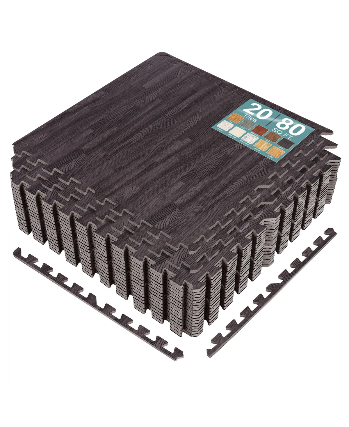 Sorbus Sq. Ft. Interlocking Eva Foam Wood Grain Floor Tiles 3/8-Inch Thick with Borders