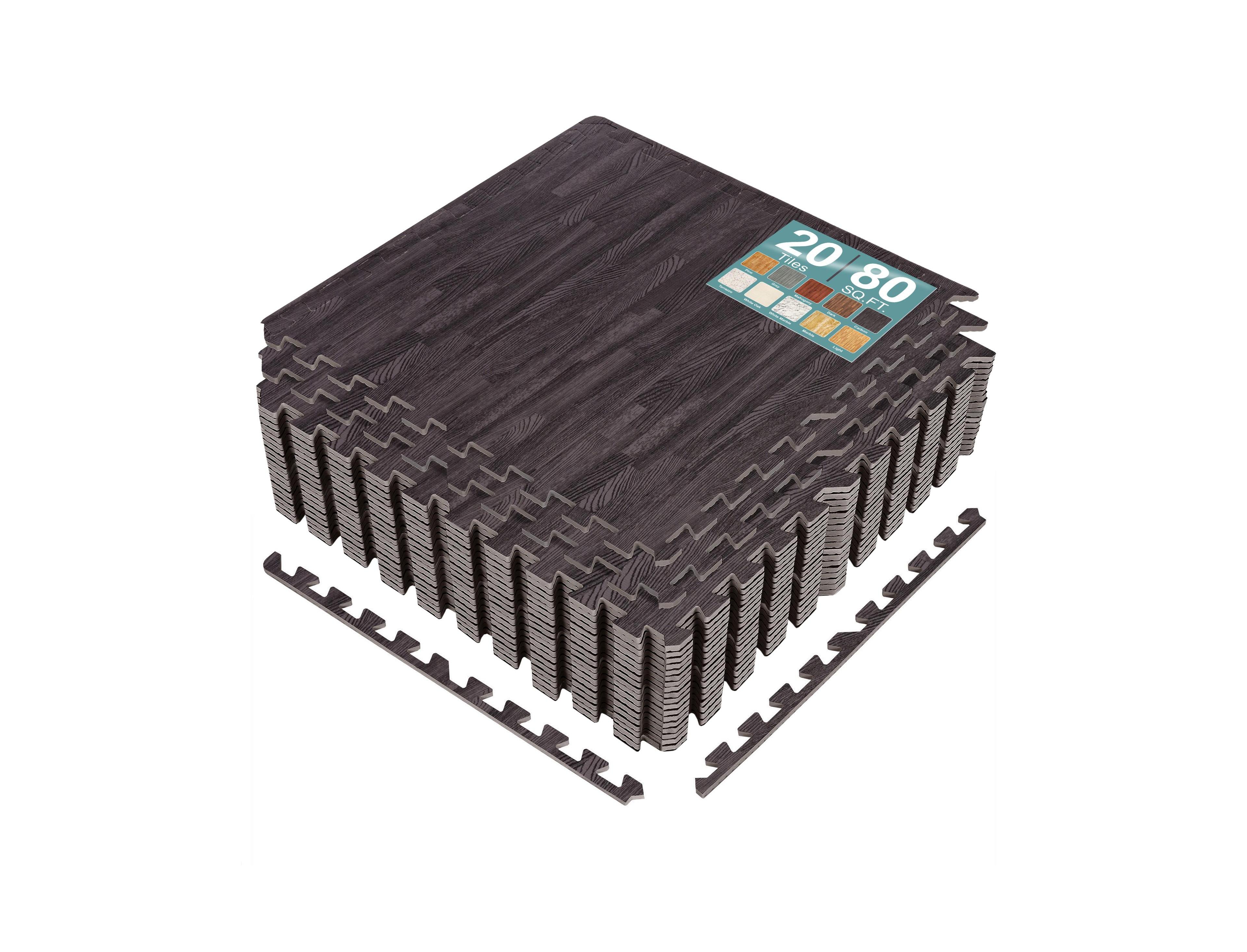 Sorbus 80 Sq. Ft. Interlocking Eva Foam Wood Grain Floor Tiles 3/8-Inch Thick with Borders